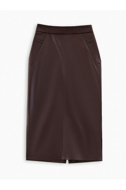Юбка женская из экокожи горький шоколад от ByME 