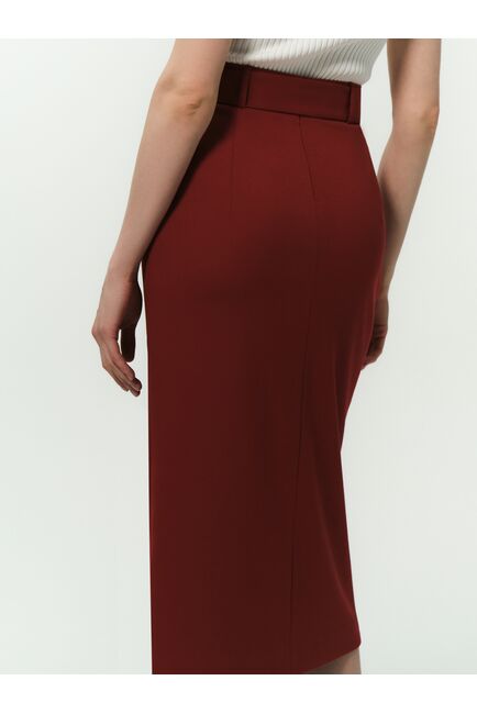 Юбка-карандаш женская со съемным поясом красная от byME 
