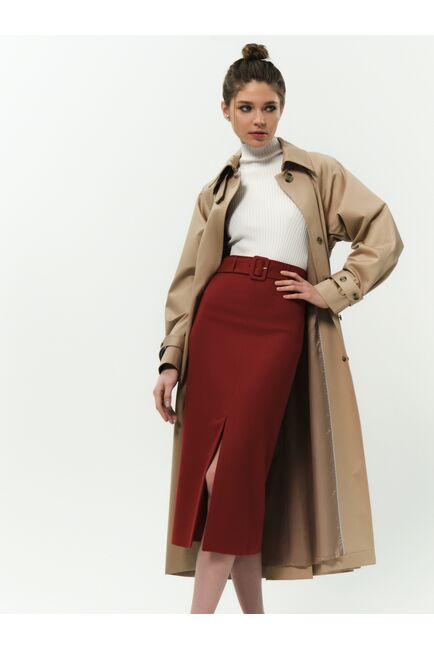 Юбка-карандаш женская со съемным поясом красная от byME 