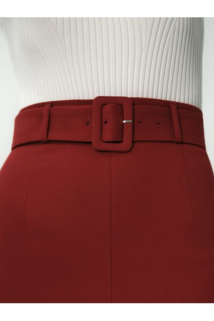 Юбка-карандаш женская со съемным поясом красная от byME 