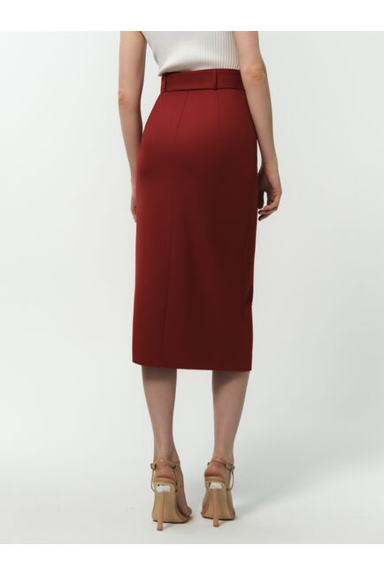 Юбка-карандаш женская со съемным поясом красная от byME 