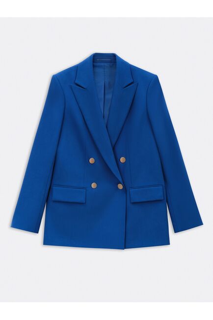 Двубортный прямой жакет васильковый от byME 