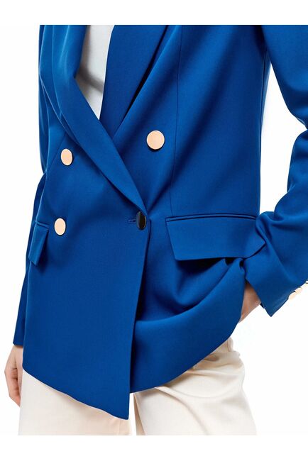 Двубортный прямой жакет васильковый от byME 