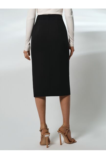 Юбка-карандаш с разрезом и декоративными пуговицами чёрная от byME 