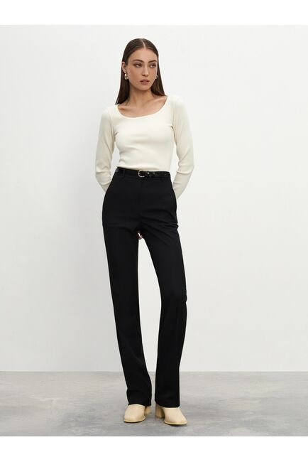 Женские брюки с высокой посадкой чёрные от byME 