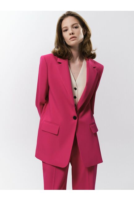 Прямой однобортный жакет ярко-розовый от byME 