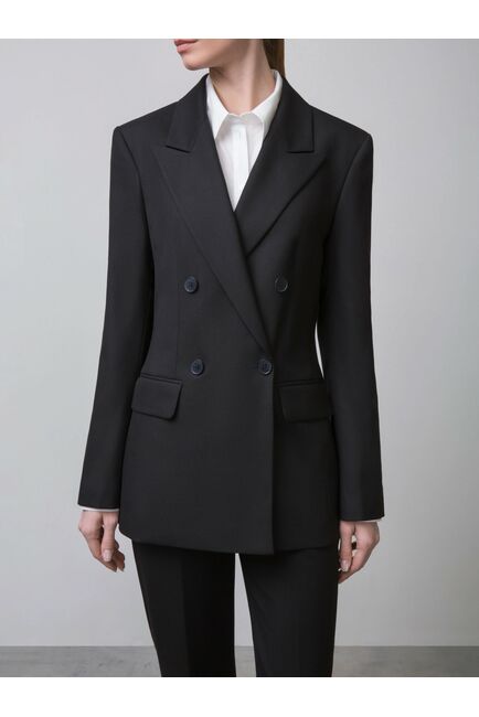 Приталенный двубортный жакет чёрный от byME 