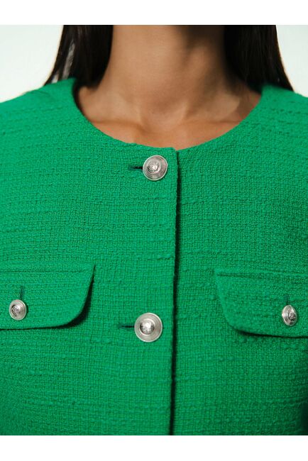 Укороченный жакет из твида зеленый от byME 
