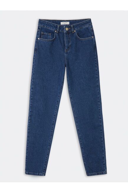 Женские прямые джинсы на высокой посадке синие от byME 