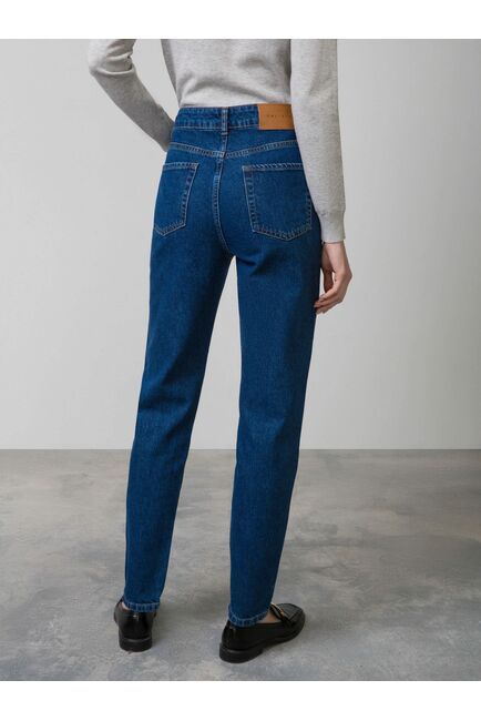 Женские прямые джинсы на высокой посадке синие от byME 