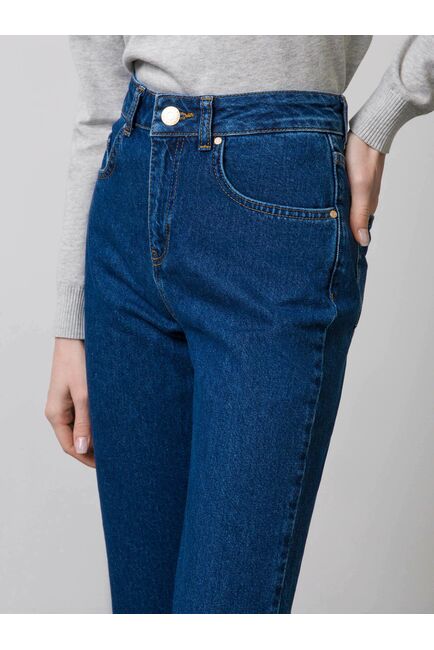Женские прямые джинсы на высокой посадке синие от byME 