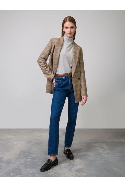 Женские прямые джинсы на высокой посадке синие от byME 