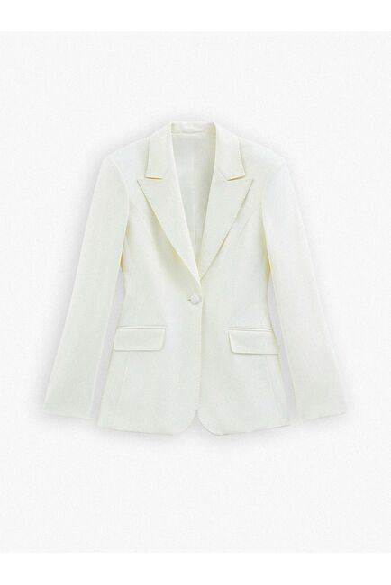 Женский приталенный пиджак на одной пуговице экрю от byME 
