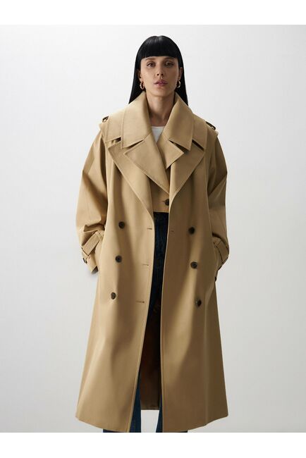 Удлинённый пиджак из натурального хлопка тёмно-бежевый от byME 