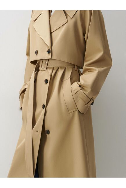 Удлинённый пиджак из натурального хлопка тёмно-бежевый от byME 