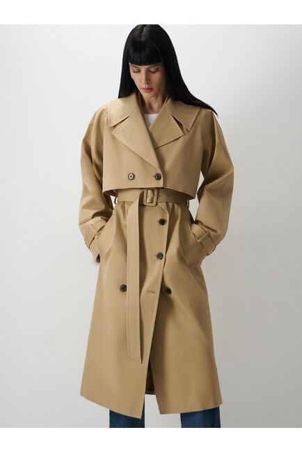 Удлинённый пиджак из натурального хлопка тёмно-бежевый от byME 