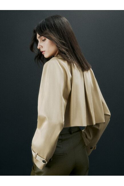 Удлинённый пиджак из натурального хлопка тёмно-бежевый от byME 