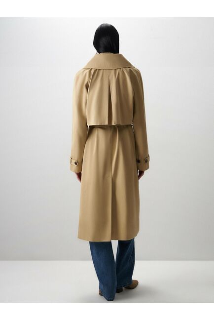 Удлинённый пиджак из натурального хлопка тёмно-бежевый от byME 