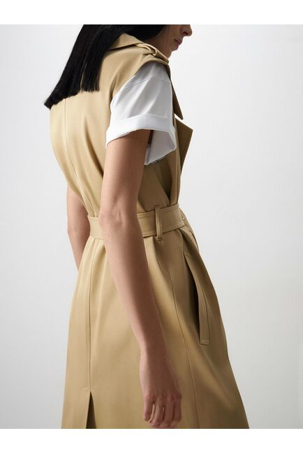 Удлинённый пиджак из натурального хлопка тёмно-бежевый от byME 