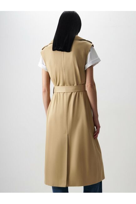 Удлинённый пиджак из натурального хлопка тёмно-бежевый от byME 