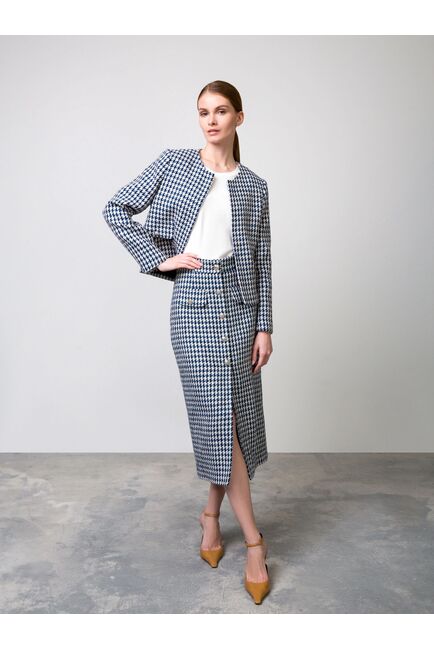 Женская юбка бежево-синяя "гусиная лапка" от byME 