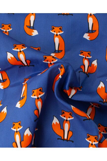 Женская рубашка под пуговицы принт лисы на синем фоне - 7748 от DoubleCuff 