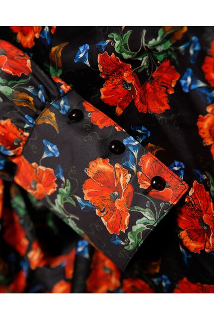 Женская рубашка под пуговицу принт маки - 7844 от byME 