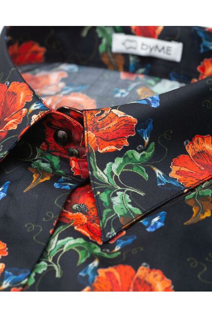 Женская рубашка под пуговицу принт маки - 7844 от byME 