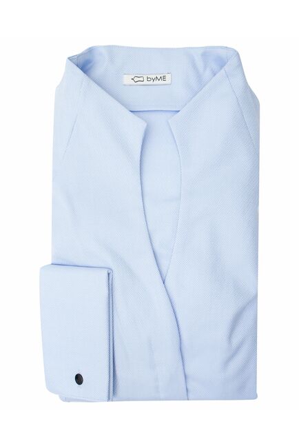 Женская рубашка под запонку голубая воротник стойка - 7867 от byME 
