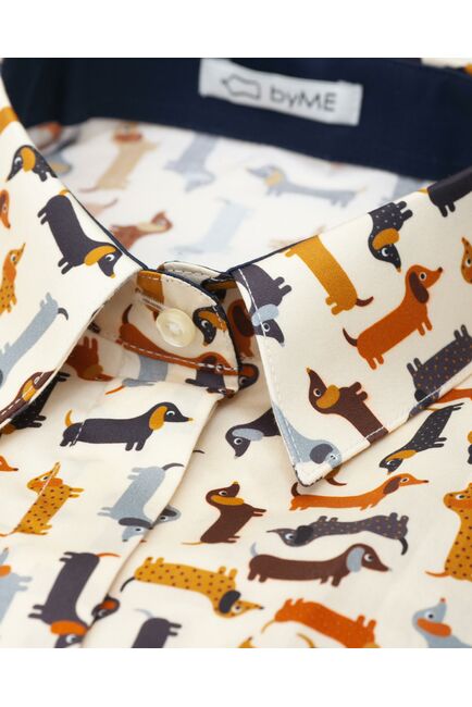 Женская рубашка под пуговицы с супатной застежкой полуприталенная с отделкой принт - 7949 от DoubleCuff 