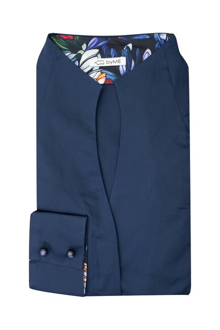 Женская рубашка под пуговицы темно-синяя воротник стойка - 8046 от byME 