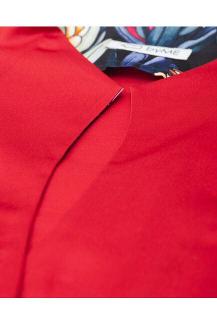 Женская рубашка вишнёвая воротник стойка под пуговицы с отделкой протеи - 8349 от byME 