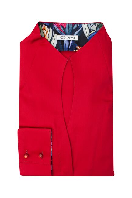 Женская рубашка вишнёвая воротник стойка под пуговицы с отделкой протеи - 8349 от byME 