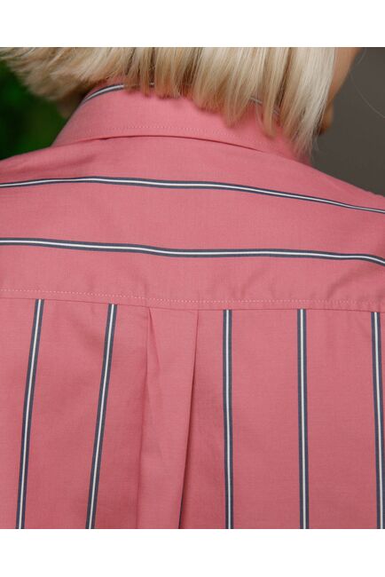 Женская рубашка в оверсайз силуэте розовая в полоску - 8423 от byME 