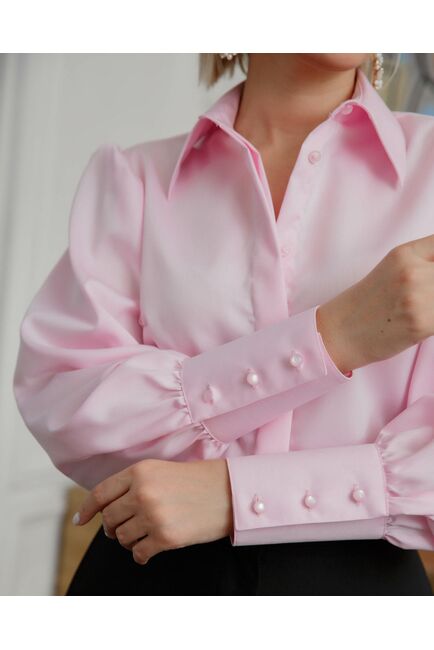 Женская рубашка Non-Iron с супатной застежкой розовая - 8471 от ByME 