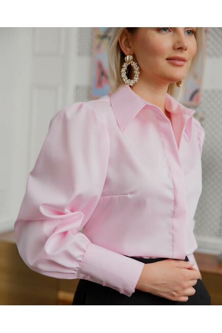 Женская рубашка Non-Iron с супатной застежкой розовая - 8471 от ByME 