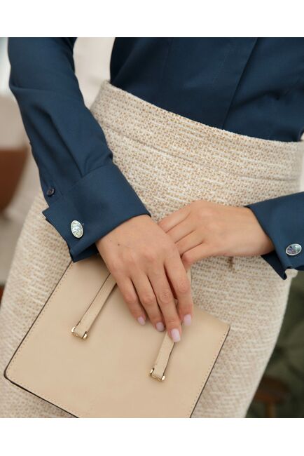 Женская рубашка под запонку бутылочная воротник стойка - 8481 от byME 