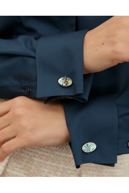 Женская рубашка под запонку бутылочная воротник стойка - 8481 от byME 