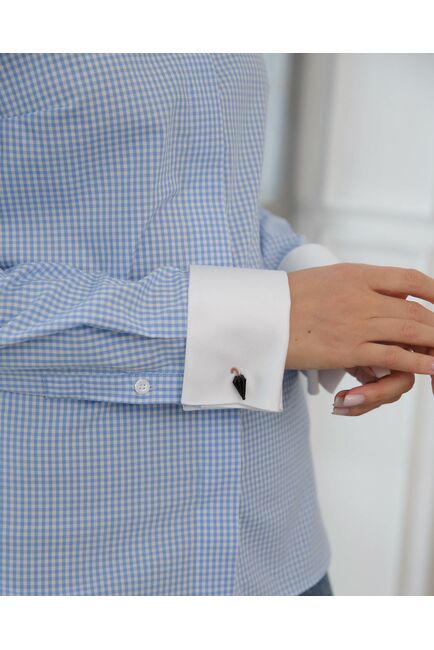 Женская рубашка под запонку голубая - 8488 от byME 