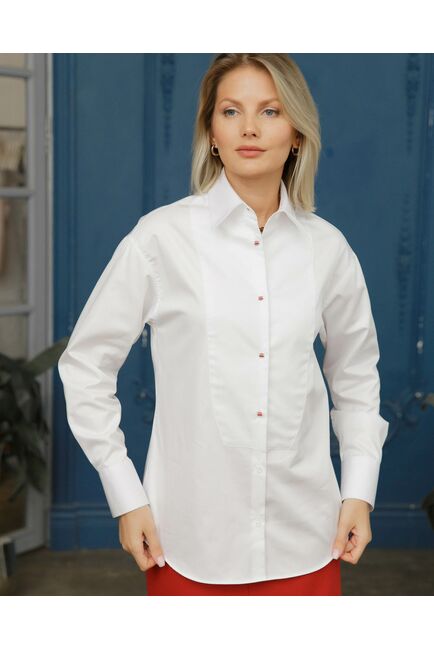 Женская рубашка полуприталенная белая - 8490 от byME 