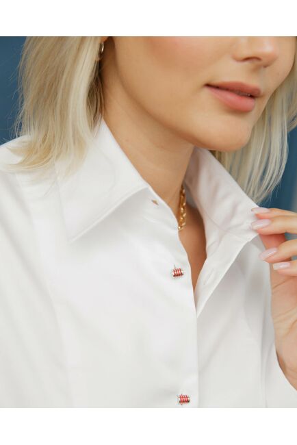 Женская рубашка полуприталенная белая - 8490 от byME 