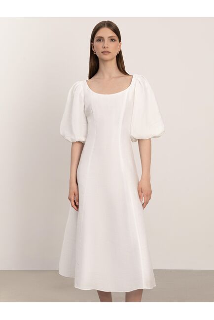 Платье изо льна с рельефами от byME 