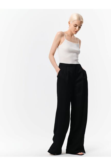 Широкие брюки с хлястиками черный от byME 