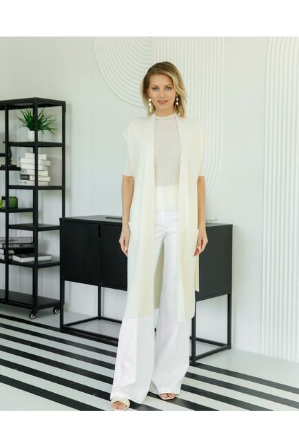 Кардиган из шерсти мериноса тонкой вязки белый от byME 