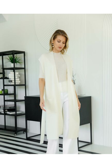 Кардиган из шерсти мериноса тонкой вязки белый от byME 