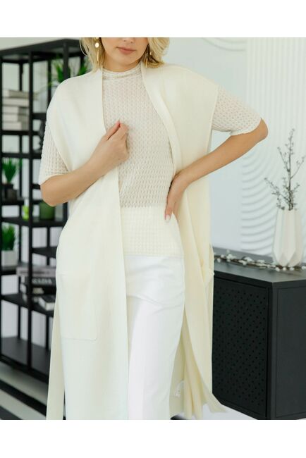 Кардиган из шерсти мериноса тонкой вязки белый от byME 