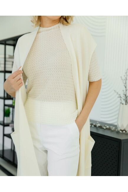 Кардиган из шерсти мериноса тонкой вязки белый от byME 