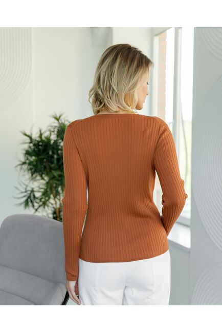 Кардиган из шерсти мериноса тонкой вязки карамель от byME 