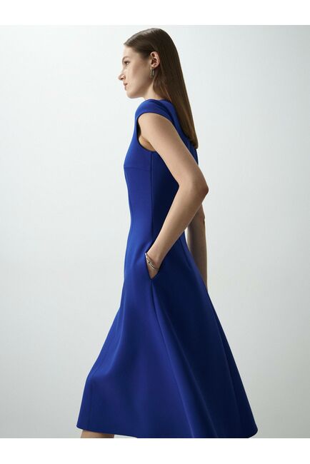 Платье-миди с карманами синее от byME 