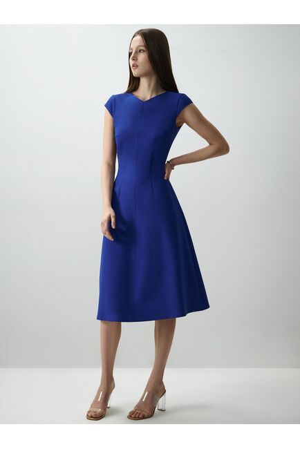 Платье-миди с карманами синее от byME 